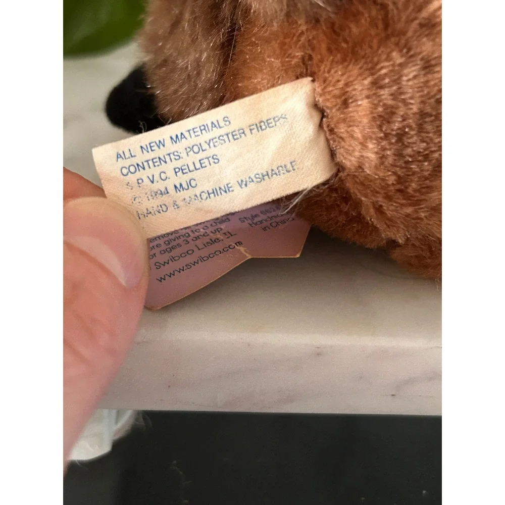 Vintage 1997 Puffkins Biff Buffalo Plush Keychain Swibco Brown Bison 6628-K
